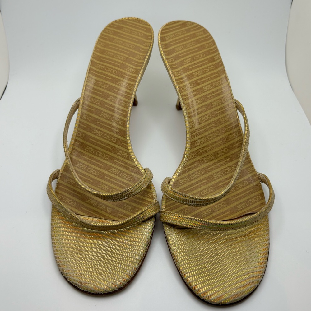 Jimmy Choo Gold Strappy Heels - Picture 7 of 16
